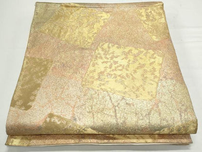 平和屋着物◎六通柄袋帯　色紙重ね文　金糸　正絹　逸品　CAAY7354th