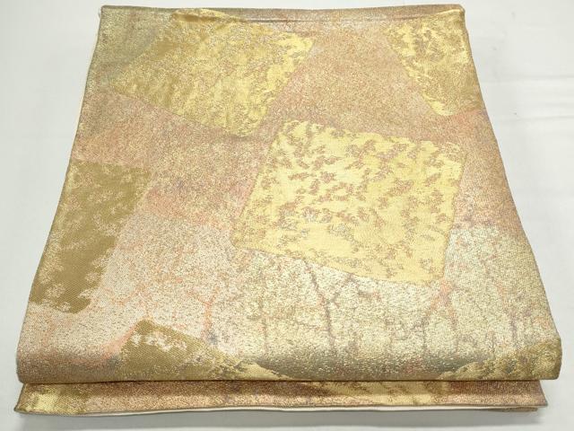 平和屋着物◎六通柄袋帯　色紙重ね文　金糸　正絹　逸品　CAAY7354th