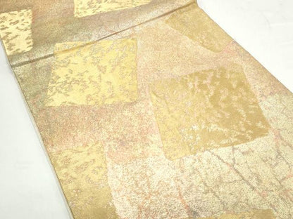 平和屋着物◎六通柄袋帯　色紙重ね文　金糸　正絹　逸品　CAAY7354th