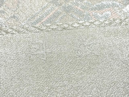 平和屋着物◎六通柄袋帯 天井花文 銀糸 正絹 逸品 CAAY7358th