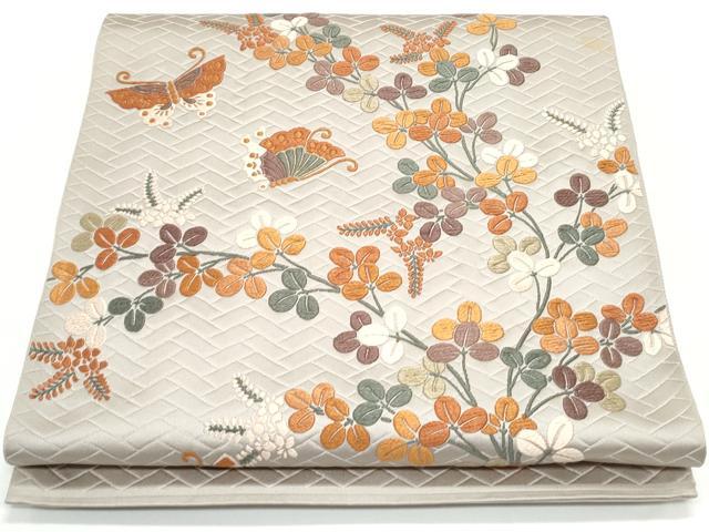 平和屋着物◎太鼓柄袋帯　唐織　花蝶文　正絹　逸品　CAAY7376th