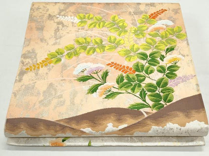 平和屋着物◎六通柄袋帯 唐織 草花文 正絹 逸品 CAAY7388th