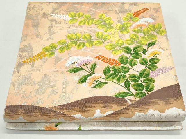 平和屋着物◎六通柄袋帯 唐織 草花文 正絹 逸品 CAAY7388th