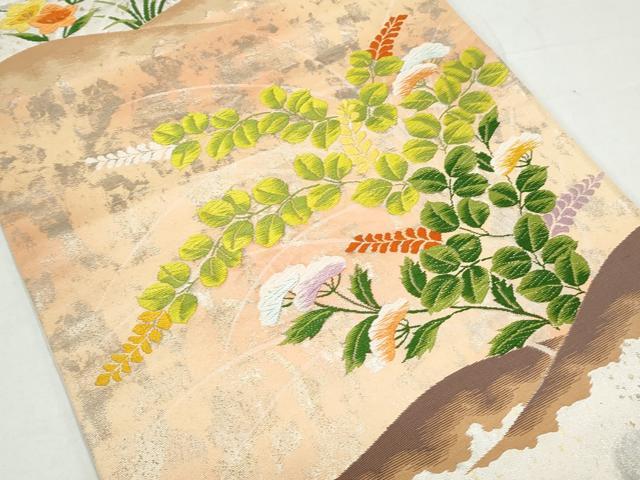 平和屋着物◎六通柄袋帯 唐織 草花文 正絹 逸品 CAAY7388th