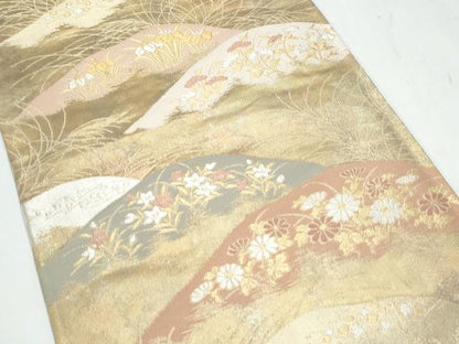 平和屋着物◎六通柄袋帯　草花文　蒔絵春日錦　金銀糸　正絹　逸品　CAAY7431th