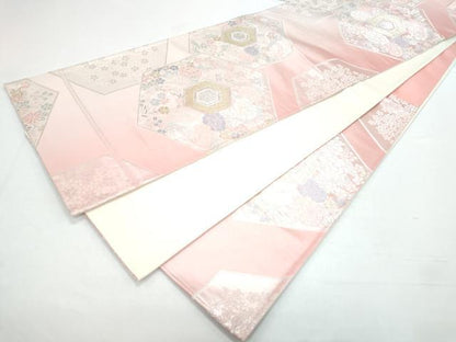 平和屋着物◎六通柄袋帯 唐織 亀甲花文 金銀糸 正絹 逸品 CAAY7487th