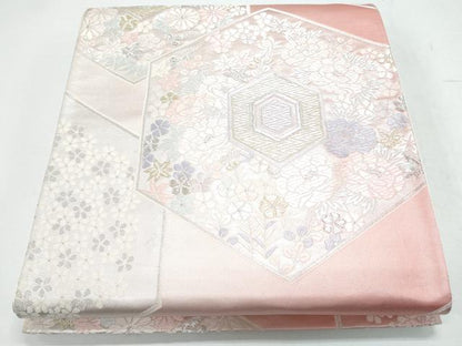 平和屋着物◎六通柄袋帯 唐織 亀甲花文 金銀糸 正絹 逸品 CAAY7487th