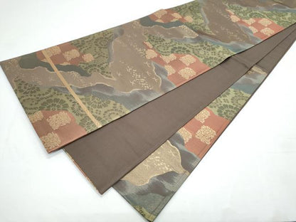 平和屋着物◎六通柄袋帯 名物裂 道長花文 金糸 正絹 逸品 CAAY7494th