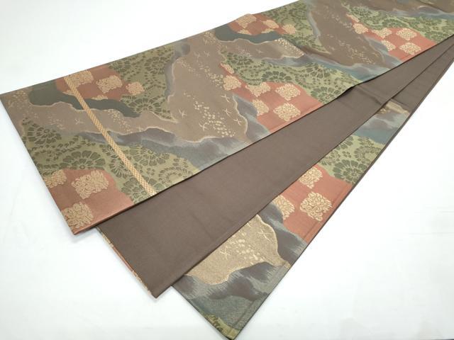 平和屋着物◎六通柄袋帯 名物裂 道長花文 金糸 正絹 逸品 CAAY7494th