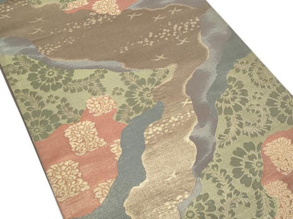平和屋着物◎六通柄袋帯 名物裂 道長花文 金糸 正絹 逸品 CAAY7494th