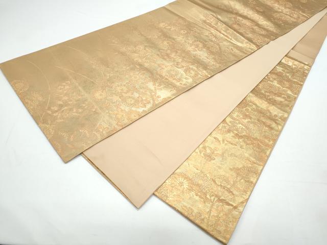 平和屋着物◎六通柄袋帯 草花文 金糸 正絹 逸品 CAAY7497th