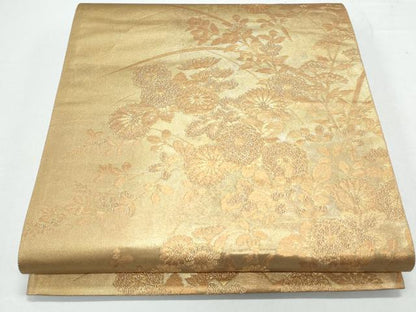 平和屋着物◎六通柄袋帯 草花文 金糸 正絹 逸品 CAAY7497th