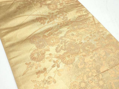 平和屋着物◎六通柄袋帯 草花文 金糸 正絹 逸品 CAAY7497th