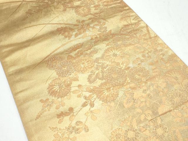 平和屋着物◎六通柄袋帯 草花文 金糸 正絹 逸品 CAAY7497th
