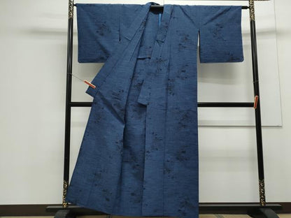 平和屋着物▽本場結城紬 単衣 蔦の葉文 証紙付き 正絹 逸品 CAAY7527th