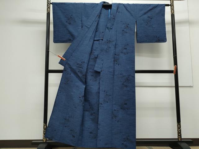 平和屋着物▽本場結城紬 単衣 蔦の葉文 証紙付き 正絹 逸品 CAAY7527th