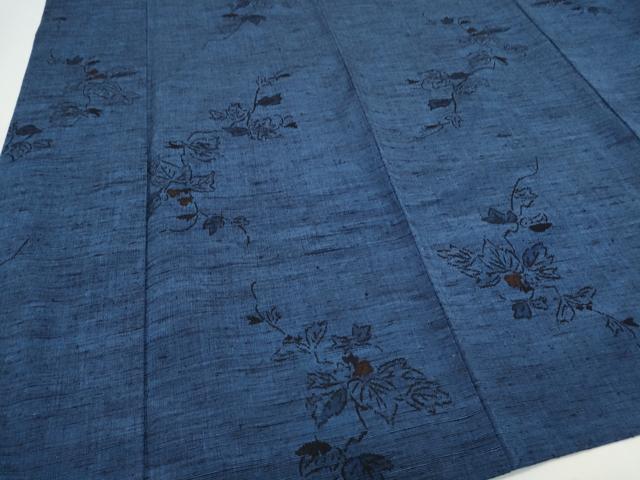 平和屋着物▽本場結城紬 単衣 蔦の葉文 証紙付き 正絹 逸品 CAAY7527th