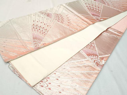 平和屋着物◎六通柄袋帯 孔雀 銀糸 正絹 逸品 CAAY7604fb