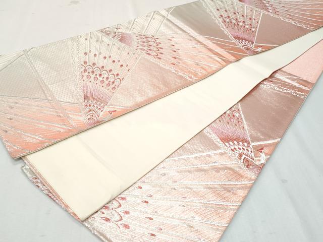 平和屋着物◎六通柄袋帯 孔雀 銀糸 正絹 逸品 CAAY7604fb