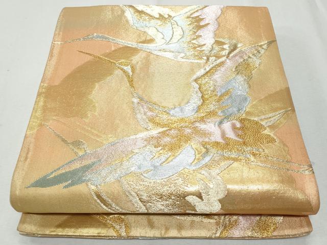 平和屋着物◎六通柄袋帯　飛鶴文　金糸　正絹　逸品　CAAY7608fb