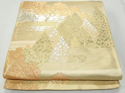 平和屋着物◎六通柄袋帯　樹林文　金銀糸　三越扱い　正絹　逸品　CAAY7609fb