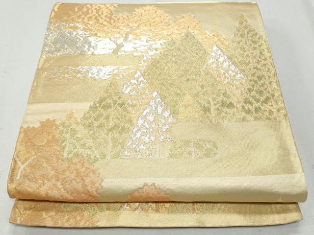 平和屋着物◎六通柄袋帯　樹林文　金銀糸　三越扱い　正絹　逸品　CAAY7609fb