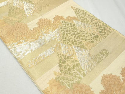 平和屋着物◎六通柄袋帯　樹林文　金銀糸　三越扱い　正絹　逸品　CAAY7609fb