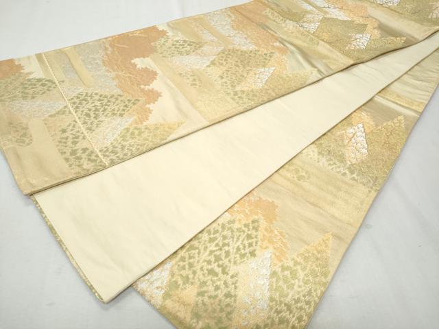 平和屋着物◎六通柄袋帯　樹林文　金銀糸　三越扱い　正絹　逸品　CAAY7609fb