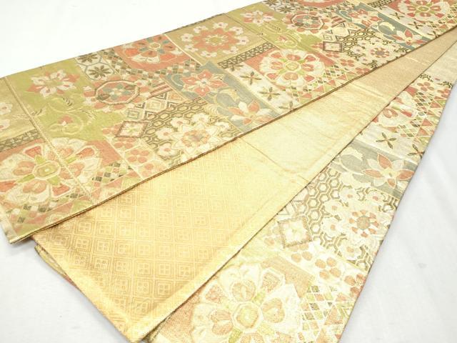 平和屋着物◎佐賀錦　六通柄袋帯　吉祥花文　金糸　正絹　逸品　CAAY7611fb