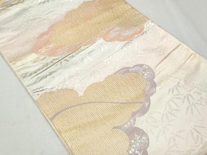 平和屋着物◎六通柄袋帯　雲取り笹花文　金銀糸　正絹　逸品　CAAY7619fb