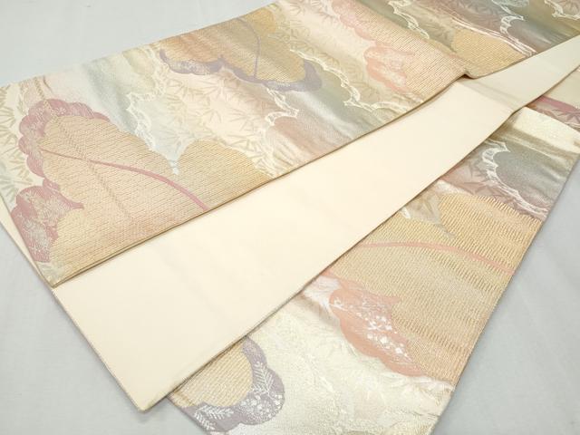 平和屋着物◎六通柄袋帯　雲取り笹花文　金銀糸　正絹　逸品　CAAY7619fb