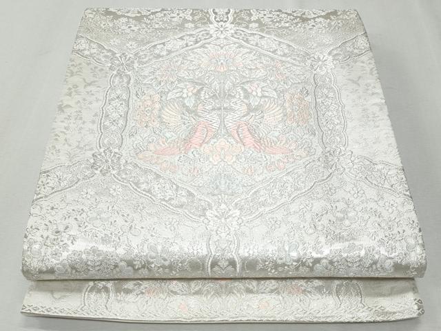 平和屋着物◎六通柄袋帯 唐織 向かい鳥亀甲花文 金銀糸 正絹 逸品 CAAY7630fb