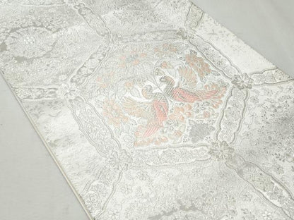 平和屋着物◎六通柄袋帯 唐織 向かい鳥亀甲花文 金銀糸 正絹 逸品 CAAY7630fb