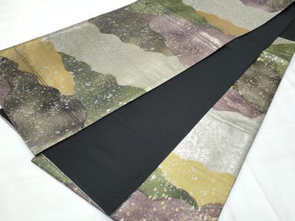 平和屋着物◎六通柄袋帯 霞文 引箔 正絹 逸品 CAAY7725fb