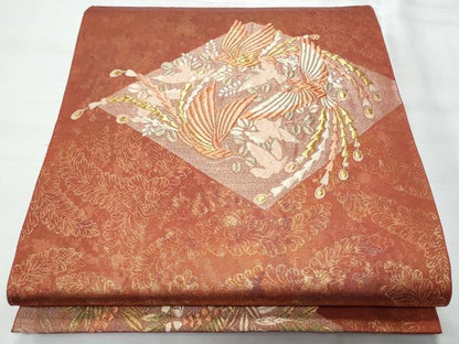 平和屋着物◎六通柄袋帯　唐織　菱鳳凰文　金糸　引箔　正絹　逸品　CAAY7730fb