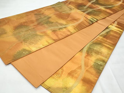 平和屋着物◎六通柄袋帯　霞文　金糸　引箔　正絹　逸品　CAAY7735fb