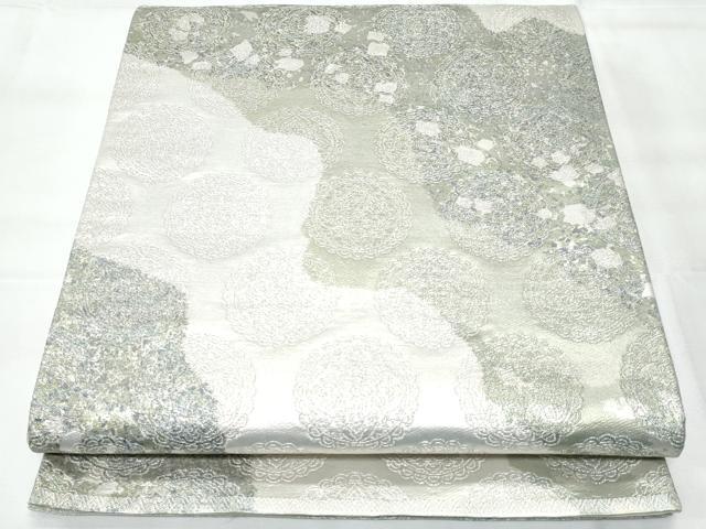 平和屋着物◎六通柄袋帯　道長花丸文　銀糸　引箔　正絹　逸品　CAAY7736fb