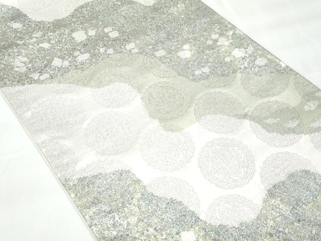 平和屋着物◎六通柄袋帯　道長花丸文　銀糸　引箔　正絹　逸品　CAAY7736fb