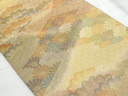 平和屋着物◎七彩佐賀錦　六通柄袋帯　花松文　金銀糸　正絹　逸品　CAAY7741fb