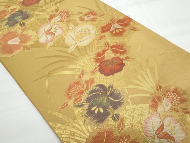 平和屋着物◎六通柄袋帯　唐織　草花文　金糸　正絹　逸品　CAAY7744fb
