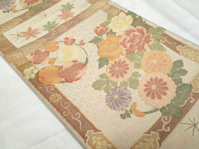 平和屋着物◎六通柄袋帯　草花文　金糸　正絹　逸品　CAAY7765fb