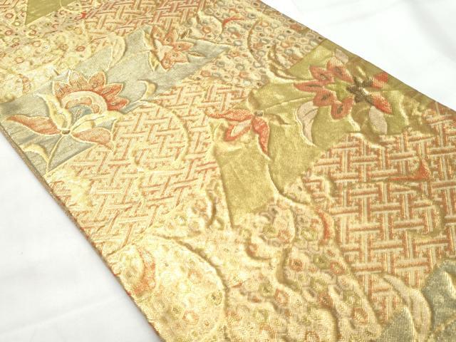 平和屋着物◎佐賀錦　六通柄袋帯　更紗花文　金糸　正絹　逸品　CAAY7766fb