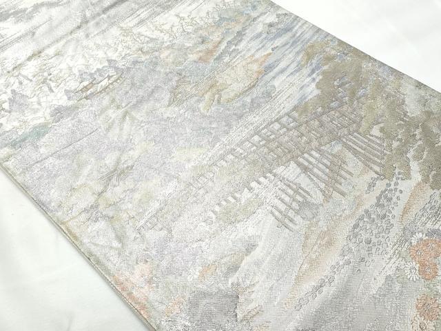 平和屋着物◎六通柄袋帯　名所風景文　金銀糸　正絹　逸品　CAAY7771fb