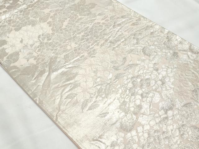 平和屋着物◎六通柄袋帯　草花文　銀糸　正絹　逸品　CAAY7785fb