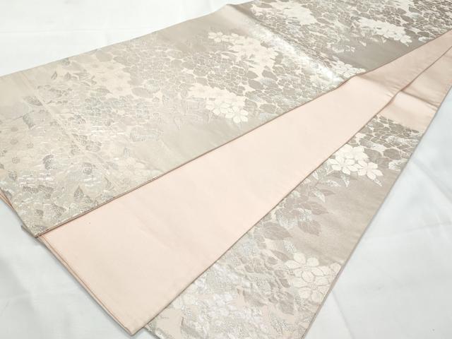 平和屋着物◎六通柄袋帯　草花文　銀糸　正絹　逸品　CAAY7785fb