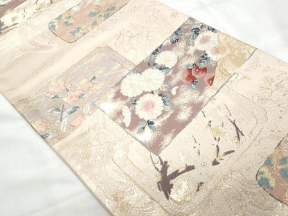 平和屋着物◎六通柄袋帯　唐織　陶彩文様　金糸　正絹　逸品　CAAY7789fb