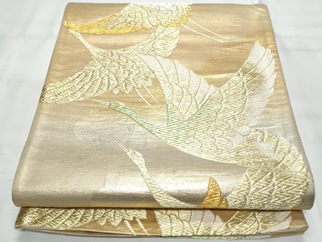 平和屋着物◎六通柄袋帯　飛鶴文　金銀糸　正絹　逸品　CAAY7791fb