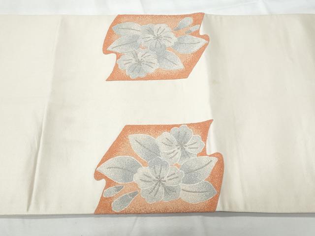 平和屋着物◎中国三大刺繍　相良刺繍　太鼓柄袋帯　総刺繍　草花文　正絹　逸品　CAAY7806fb