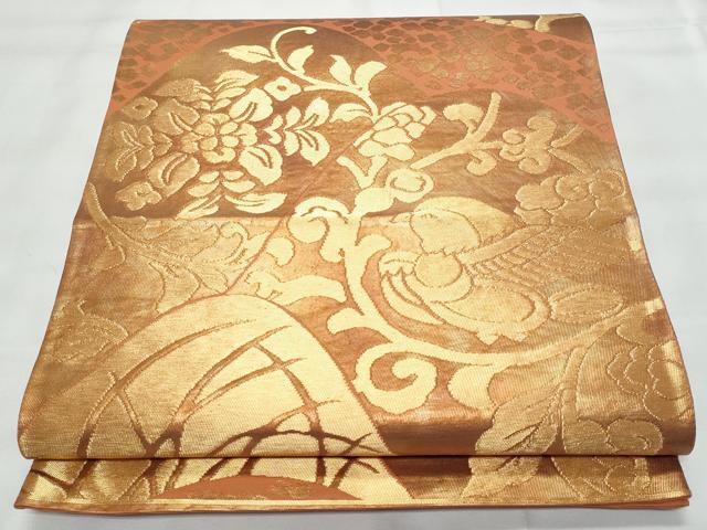 平和屋着物◎六通柄袋帯　花鳥唐草文　金糸　正絹　逸品　CAAY7808fb