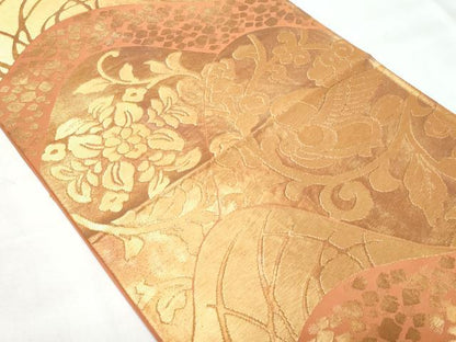 平和屋着物◎六通柄袋帯　花鳥唐草文　金糸　正絹　逸品　CAAY7808fb